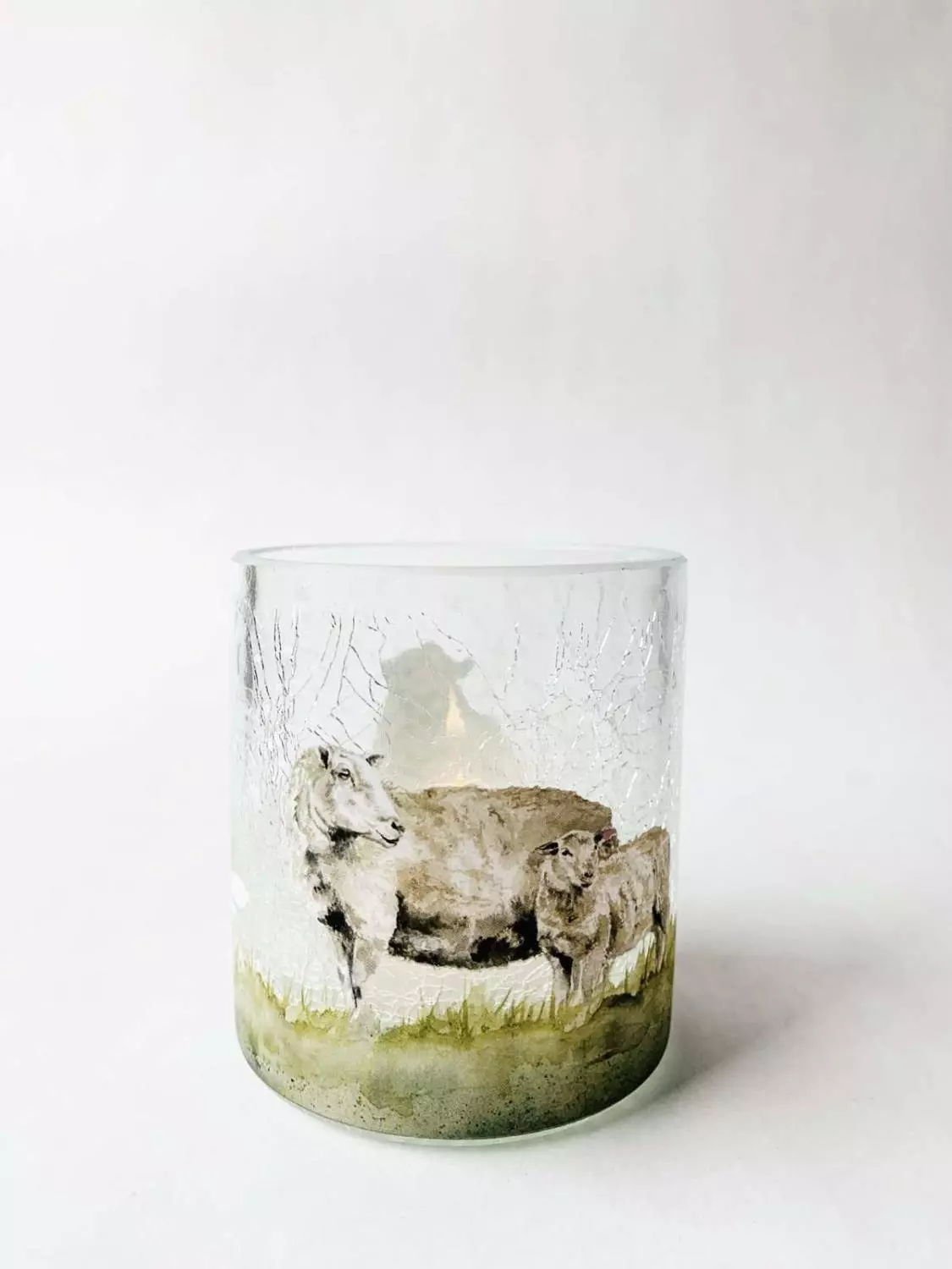 Trend Lysglass krakelert frostet sau 9x10 cm