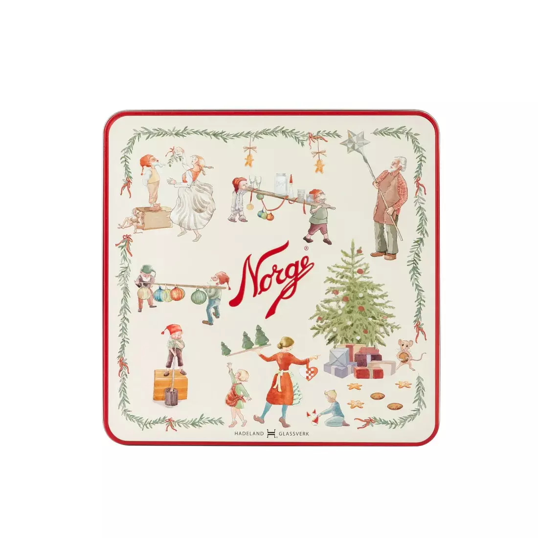 NORGESGLASS Julekakeboks firkant