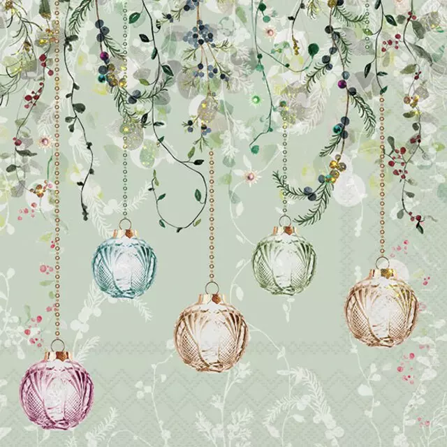 Ambiente Lunch Servietter Floral Christmas green