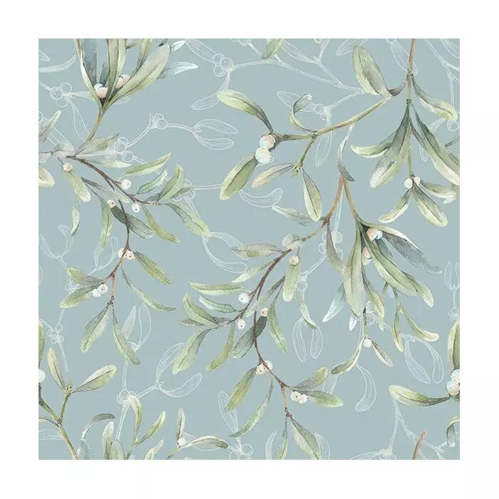 Serviett Lunsj Mistletoe All Over Green