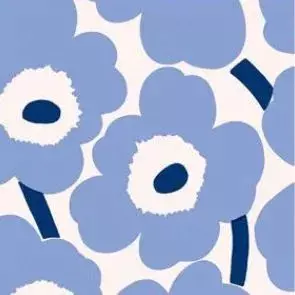 Marimekko Unikko light blue navy kaffe 25x25cm