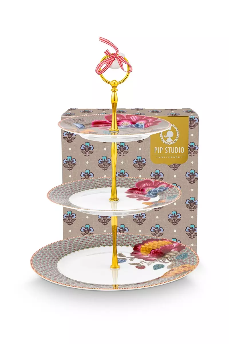 Pip Studio 3 etasjes kakefat Blooming Tales Fantasy khaki