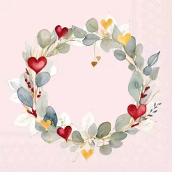 Ambiente Servietter lunch,Eucalyptus wreath pink