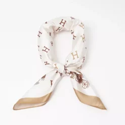 Rosenvinge Skjerf,lite H-Print Offwhite