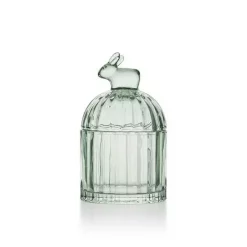 Hadeland GLASSKÅL MED LOKK HARE KLAR GRØNN 15CM