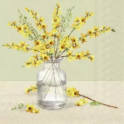 IHR Forsythia grein lyse grønn lunch 33x33cm