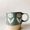 Trend Krus retro Marie hvit blomst blå