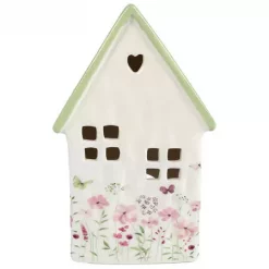 BC Lyshus telys hvit m/grønt tak 13x10x22cm