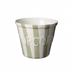 Bruka Design Popcornskål ,Sage m/hvite tekst og striper