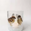 Trend Lysglass krakelert 9x10 cm spurv
