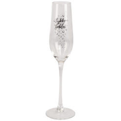 BC Champagneglass m/tekst Lykke bobler