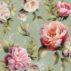 Ambiente kaffe Servietter Peonies composition green
