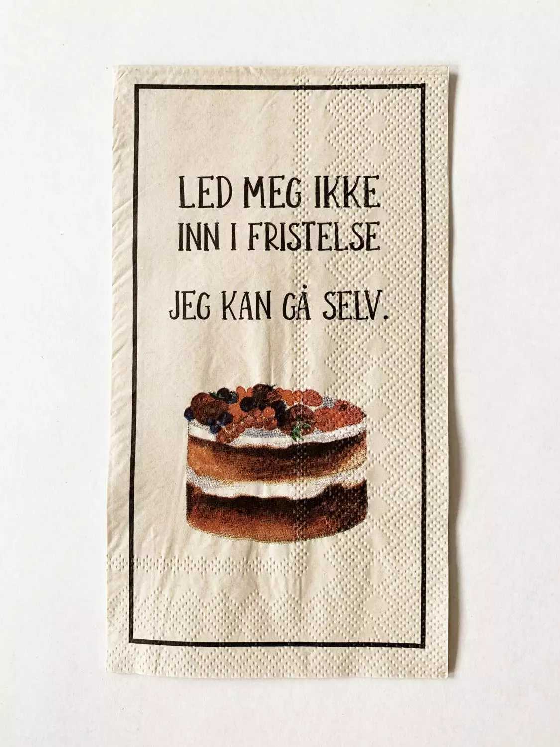 Trend Buffet Servietter «Led meg ikke inn i fristelse» kake
