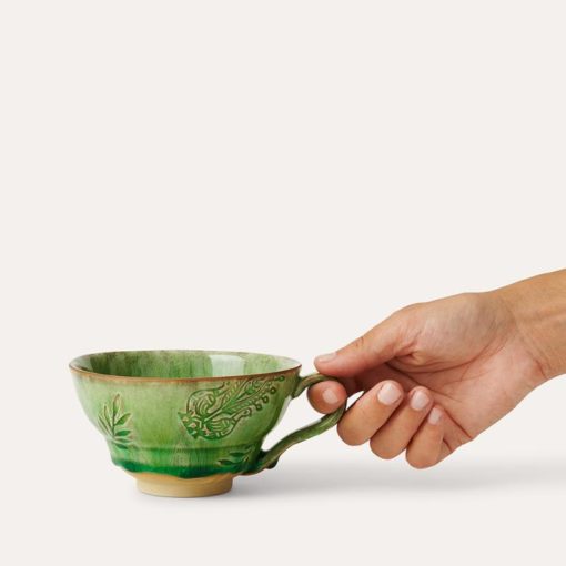 Sthål kopp med hank seaweed