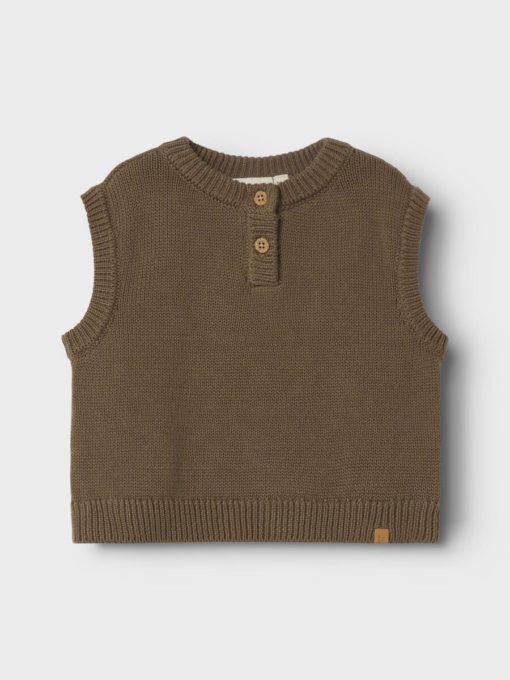 Ramlo loose short knit vest, Shitake