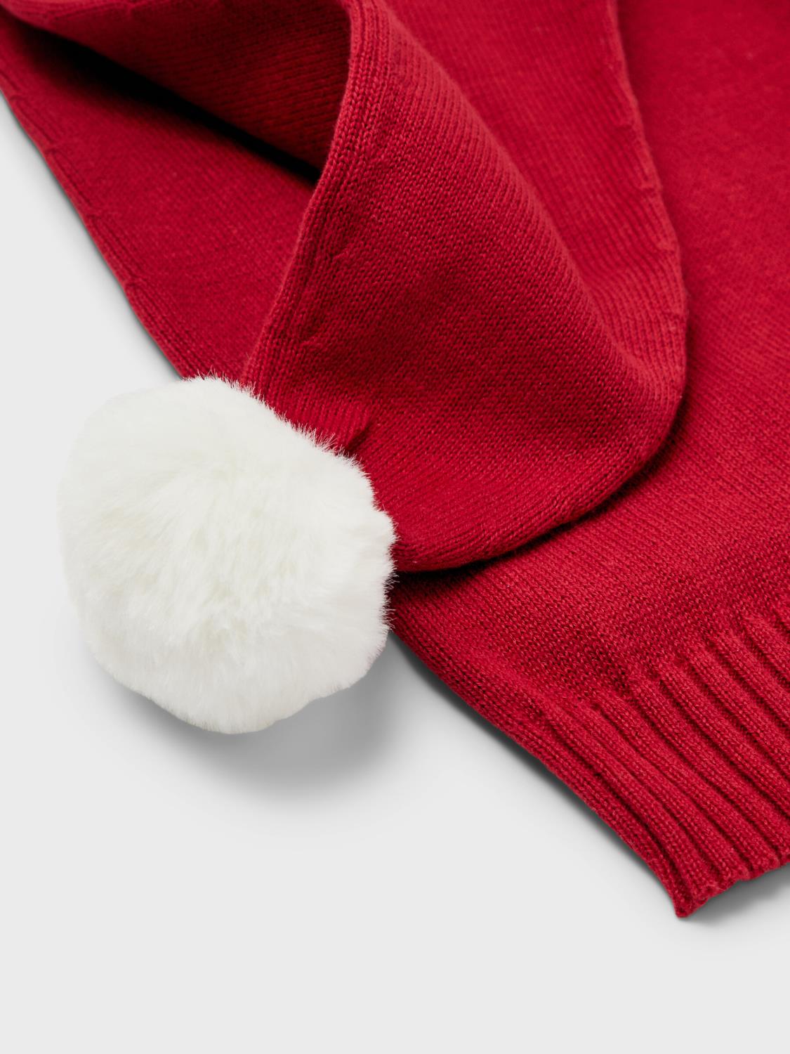 Snow xmas long knit hat, Jester Red