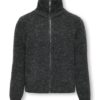 Fridi Life Zip Cardigan, Dark Grey Melange