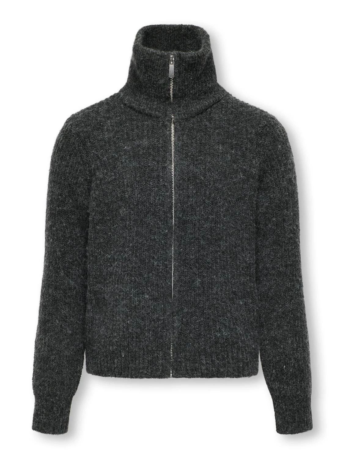 Fridi Life Zip Cardigan, Dark Grey Melange