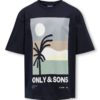 Artsy life printed tee, Night Sky/Palm