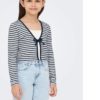 Nella striped ls cardigan, Cloud Dancer