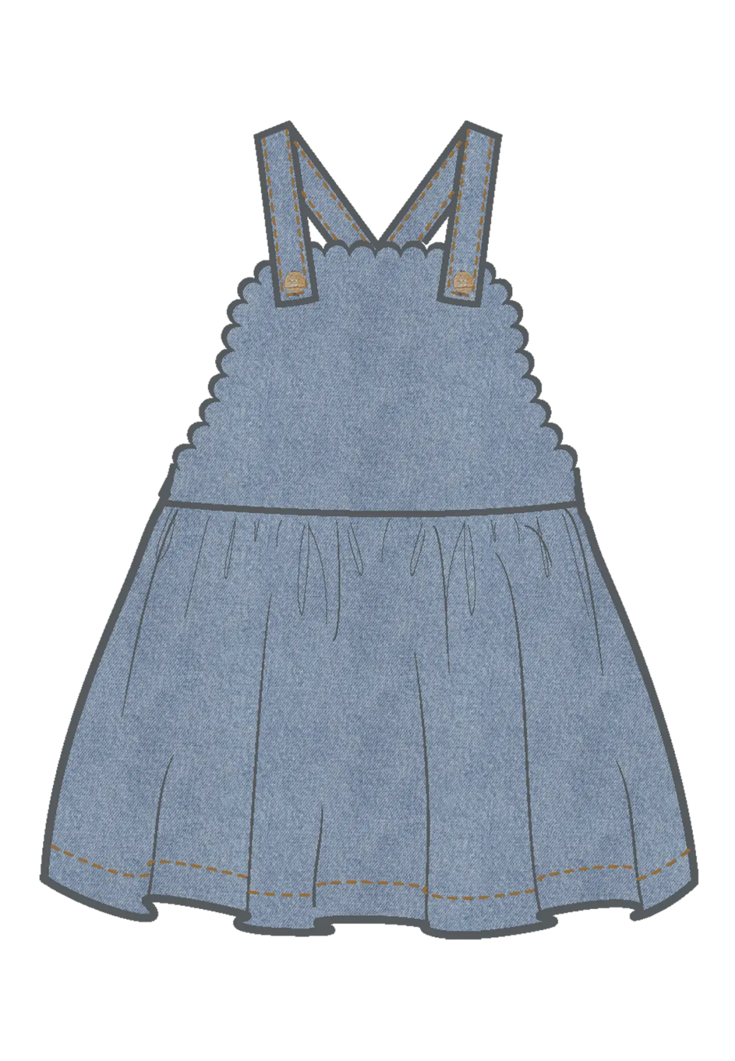 Salli dnm skirtall, Medium Blue Denim