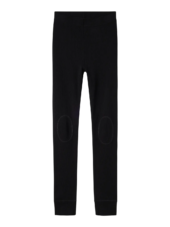 Wax wool rib leggings, Black