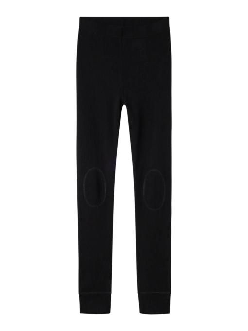 Wax wool rib leggings, Black