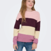 Sandy stripe knit, Mauve Wine/Chalk Pink