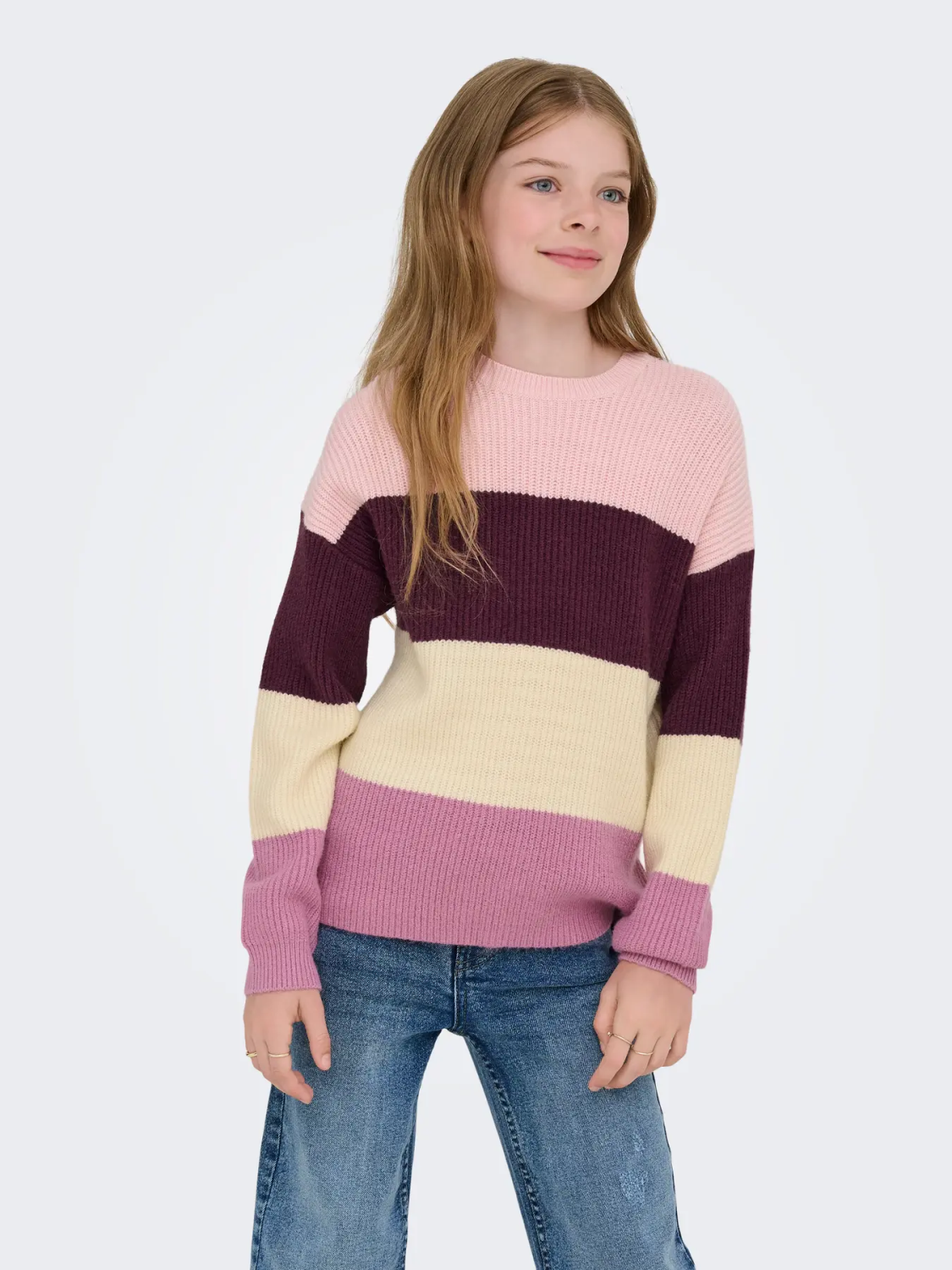 Sandy stripe knit, Mauve Wine/Chalk Pink