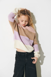 Sandy stripe knit, Sepia Rose/Toasted Coconut
