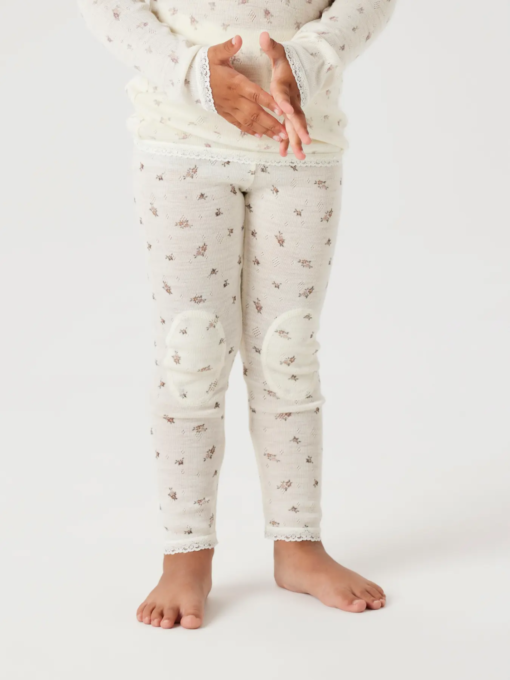 Wang wool leggings, Snow White/Small Flowers