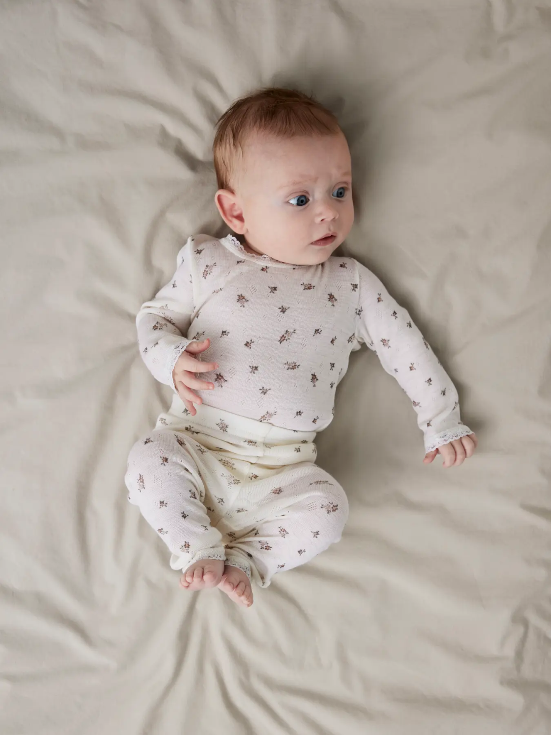 Wang wool leggings, Snow White/Small Flowers