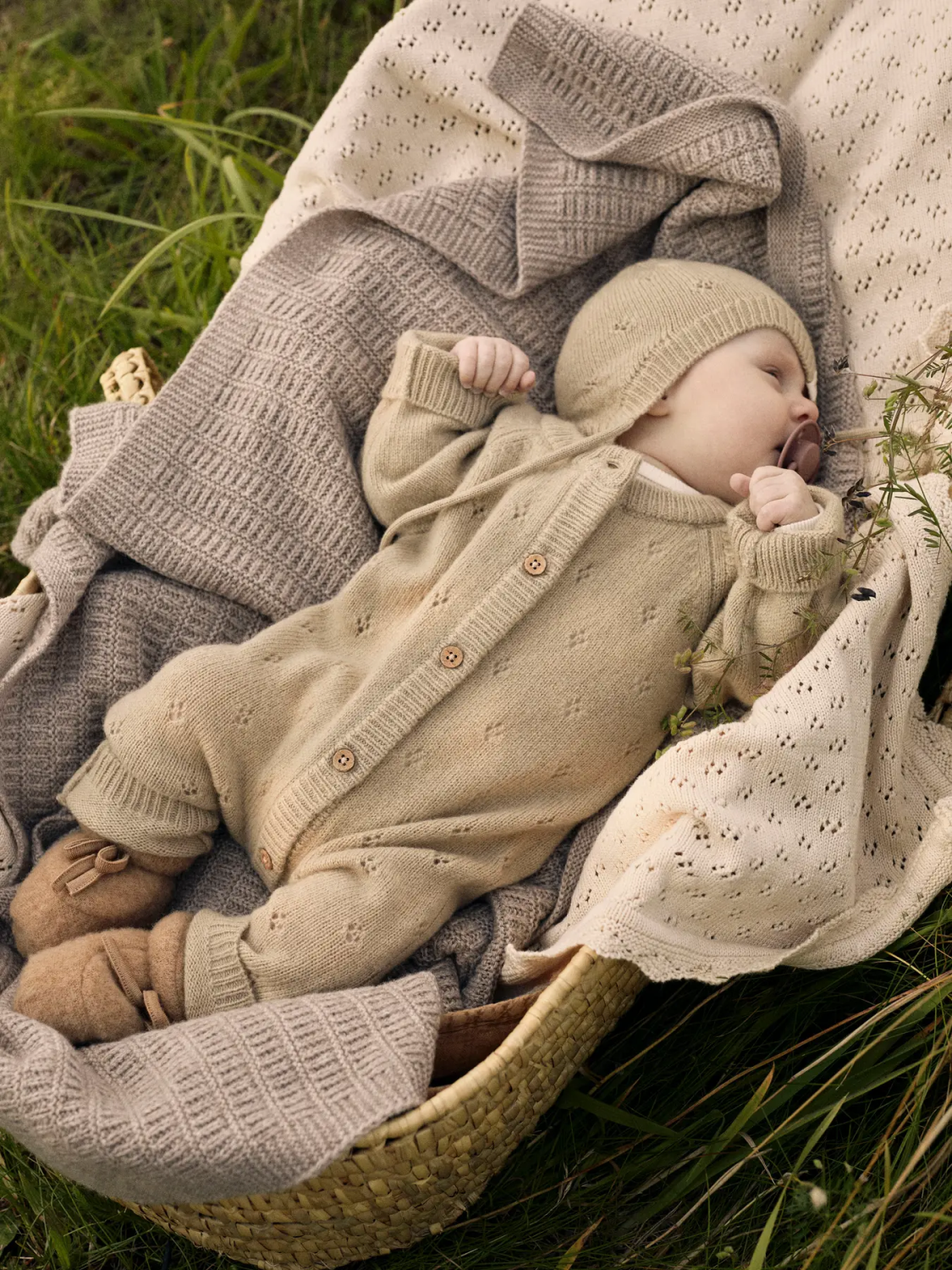 Nalio wool knit suit, Safari/Melange