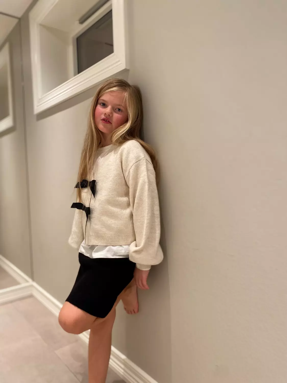 Rina knit card, Jet Stream/Black Bow