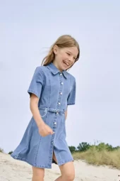 KOGnoa belted dress, Med blue denim
