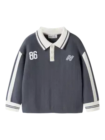 NMMNIMA LS loose polo knit, ombre blue