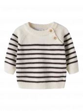 NBMOSTRIPEA LS KNIT, Antique white/Chocolate