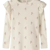 NMFRACHELLO TYL LS slim top hea lil, turtledove AOP bird