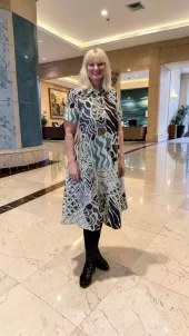 Valentina`s Kjole,blå, m/print