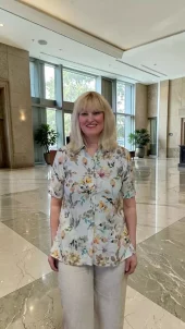 Valentina`s bluse m print,lys beige