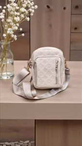 Rosenvinge, smal CITY BAG, with embossed pattern, light beige