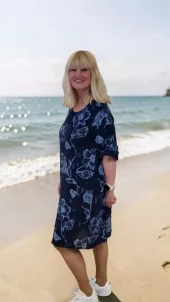 MODA,,Kjole/ marine m/print