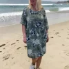 MODA, Kjole/Tunika, oliven grønn m/print