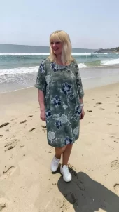 MODA, Kjole/Tunika, oliven grønn m/print