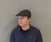 MJM, flatcap, Olive Herringbone,