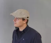 MJM, Flatcap, Madd`s Organic wool/silk/linen, beige Hemngbone