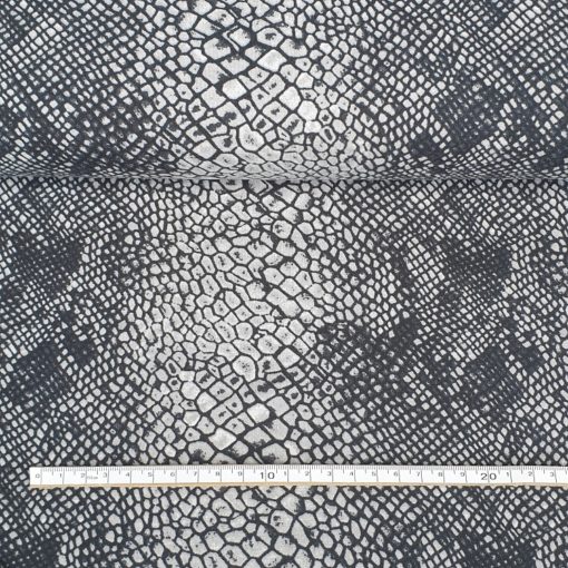 Bomullsjersey i sort og grått slangemønster