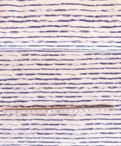 Bomullsjersey - hvit og blå stripete