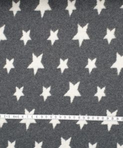Bomullsfleece - grå med stjerner