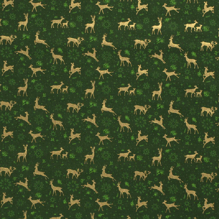 Poplin - Grønn med reinsdyr